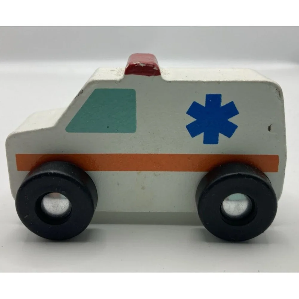 Melissa and Doug Wooden Emergency Vehicle Set Of 3 Toys Display Deco See Pics